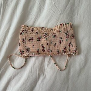 Ruffle floral print bikini top